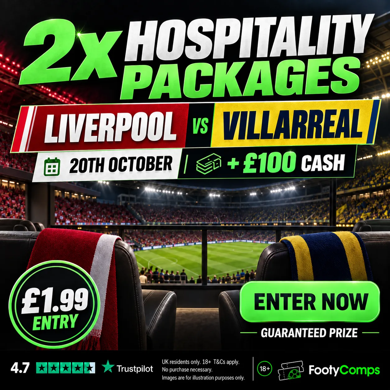 2x Hospitality Tickets - Liverpool vs Villarreal - Plus £100 Cash