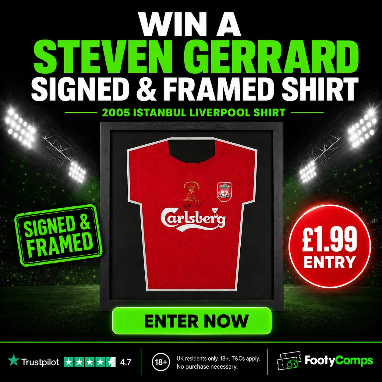 Steven Gerrard Signed and Framed 2005 Liverpool Home Shirt