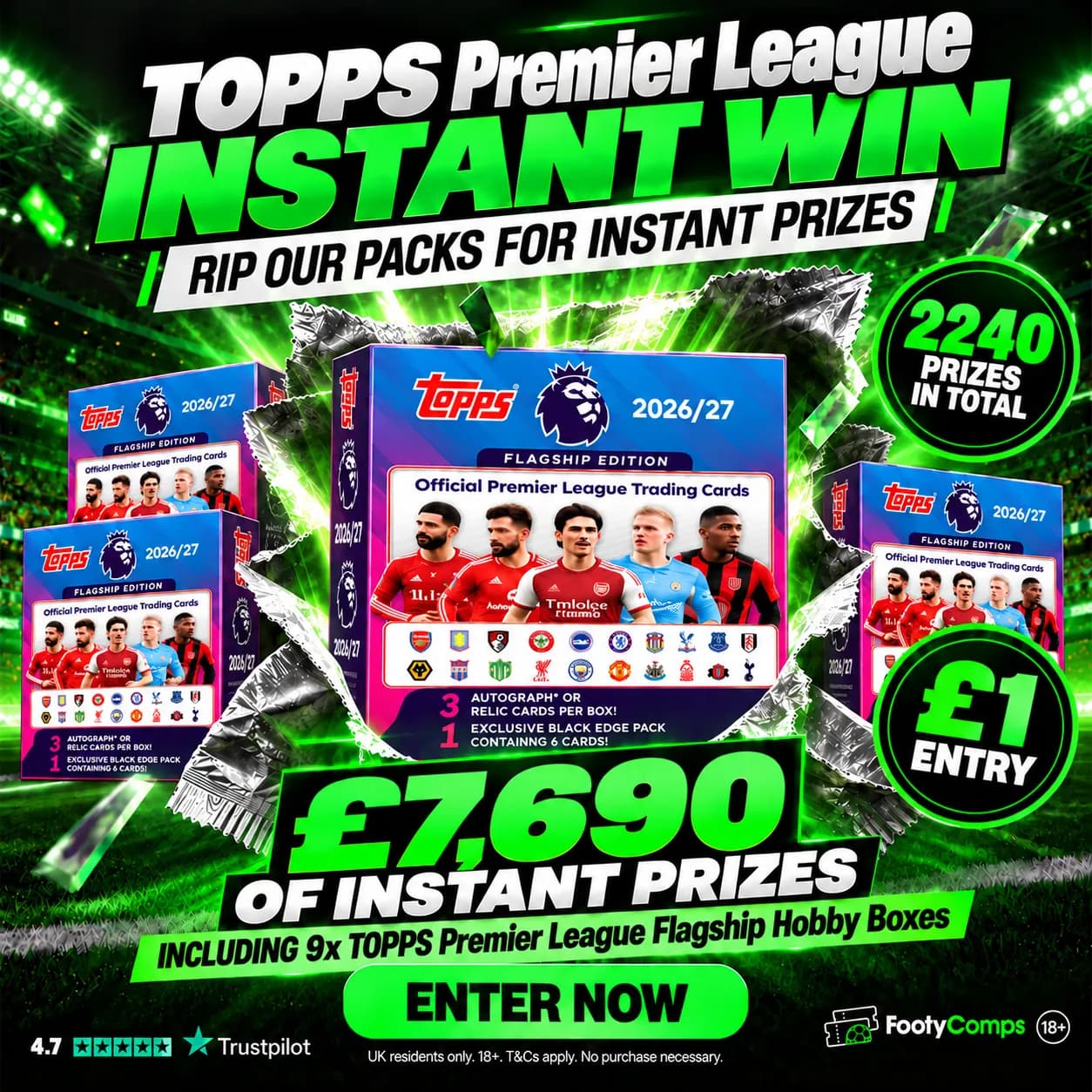 Rip our Packs, Win TOPPS Premier League Prizes Instantly - £7,500+ to Find!