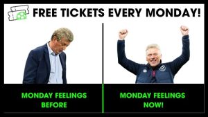 Funny image of sad Roy Hodgson and happy David Moyes to illustrate the new free prize giveaway on FootyComps
