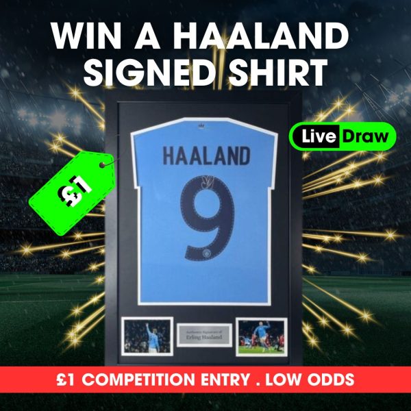 Erling haaland signed and framed shirt competition on FootyComps