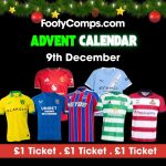 Image of Day 9 of the FootyComps' advent calendar of competitions, with a choice of club shirt up for grabs